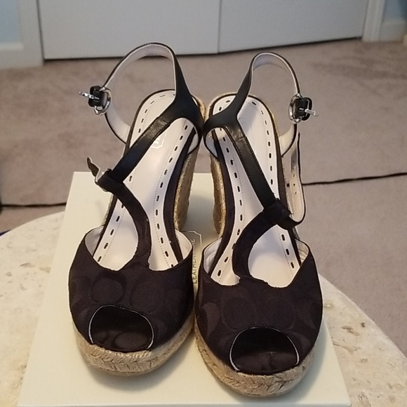 Coach black monogram Wedge Espadrilles - Picture 2 of 6
